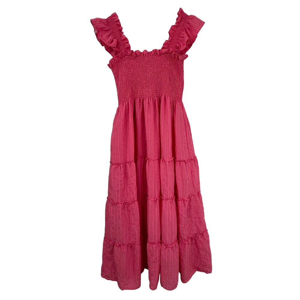 Hill House THE ELLIE NAP Dress Women SMALL WATERMELON SMOCKED MIDI - Picture 8 of 11